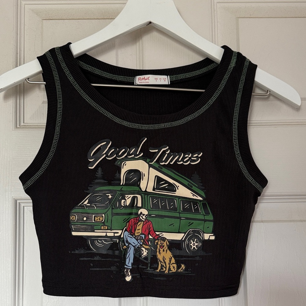 Black Graphic Tank Top